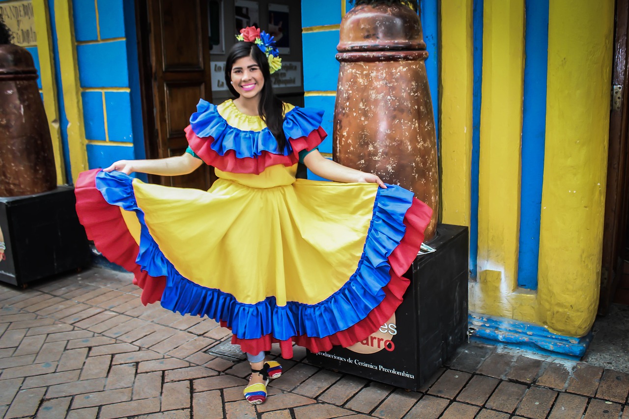 Woman in Colombia traditional dress